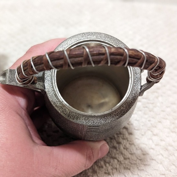 Japanese Metalwork Vine Handle Vase Chopstick Holder Vintage Set of 2 - Picture 7 of 8